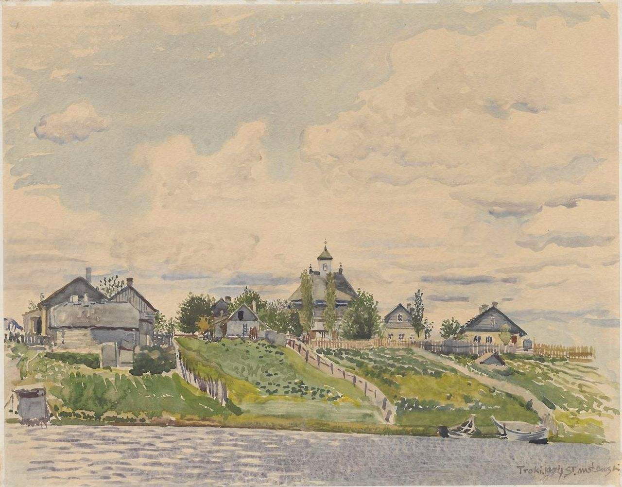 Troki-widok-karaimskiego-brzegu.-Akwarela-S.-Maslowskiego-z-1904-roku-Muzeum-Narodowe-w-Warszawie